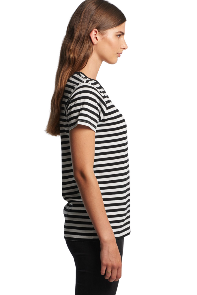 Women maple stripe tee- Black/White - Ace Chef Apparels