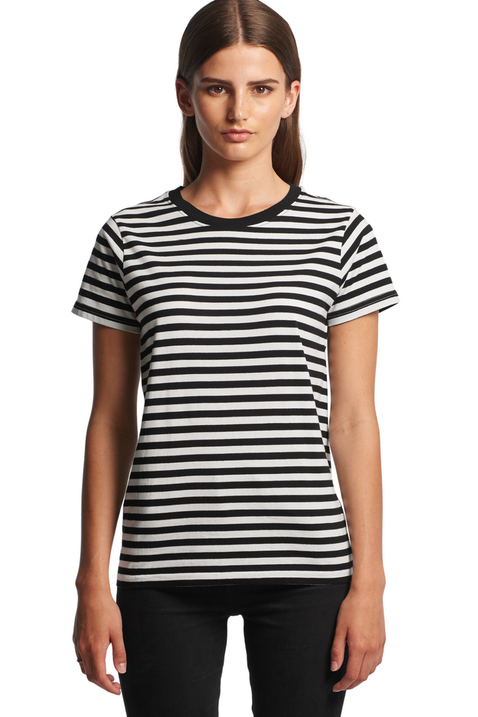 Women maple stripe tee- Black/White - Ace Chef Apparels