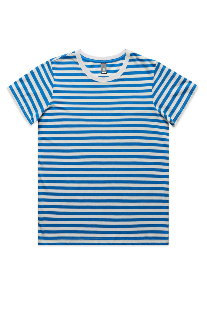 Women maple stripe tee- Natural/Mid Blue - Ace Chef Apparels