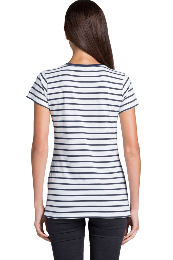 Women loop stripe tee- Navy/White - Ace Chef Apparels