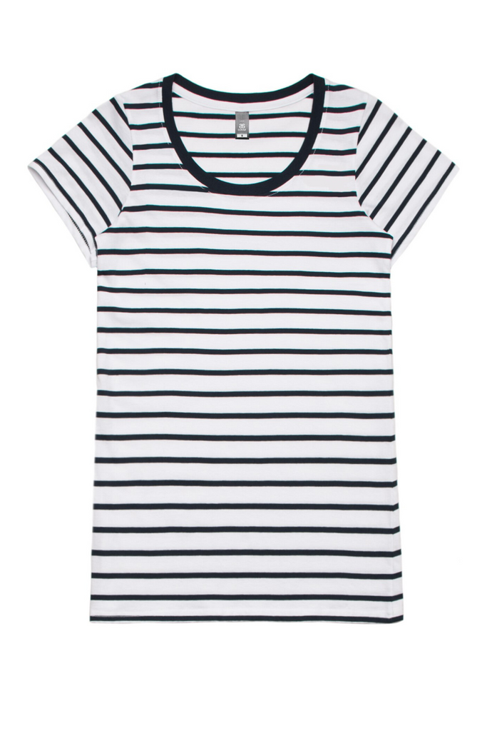 Women loop stripe tee- Navy/White - Ace Chef Apparels