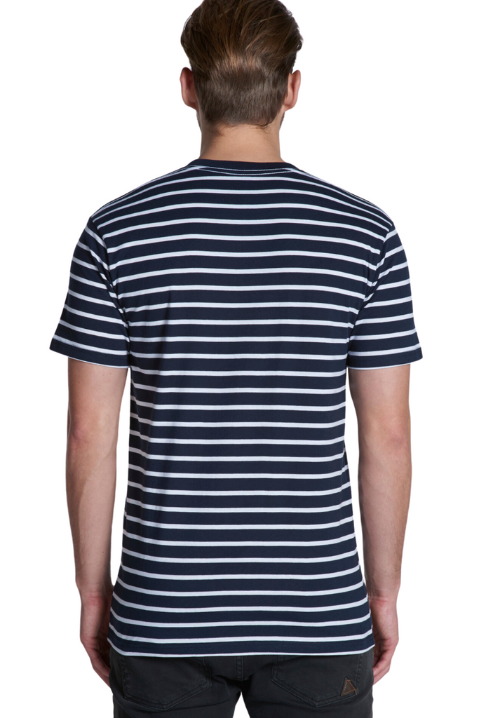 Men's staple stripe tee- Navy/White - Ace Chef Apparels