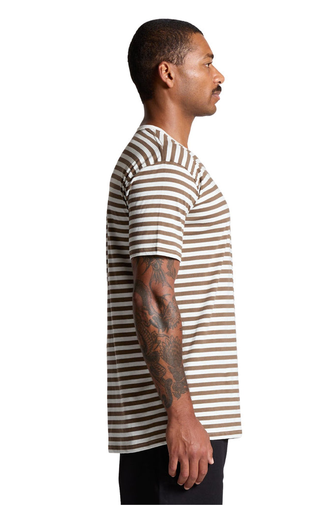 Men's staple stripe tee- Natural/Walnut - Ace Chef Apparels