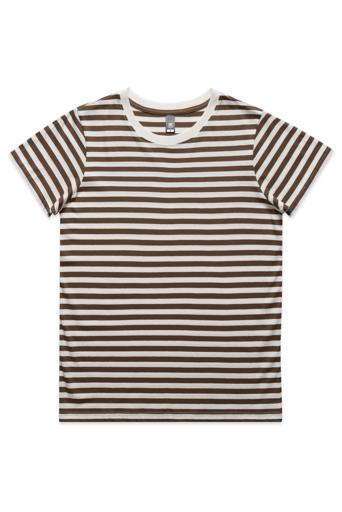 Women maple stripe tee- Natural/Walnut - Ace Chef Apparels